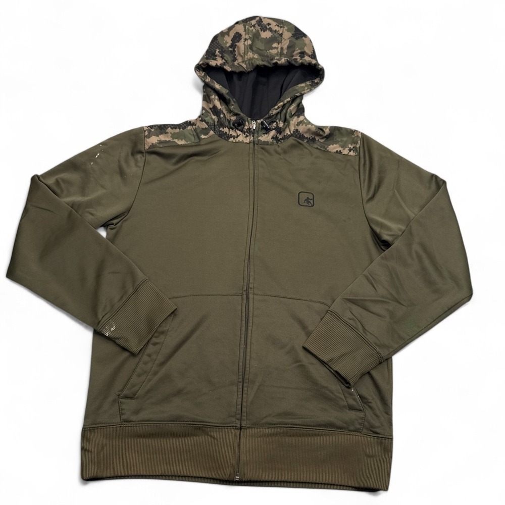 Vintage Y2K AND1 Tech Hoodie Mens Size Small Army Green Full Zip Street